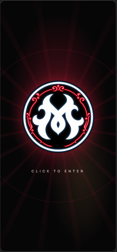 MYST mobile entrance with illuminated emblem and Click to Enter invitation