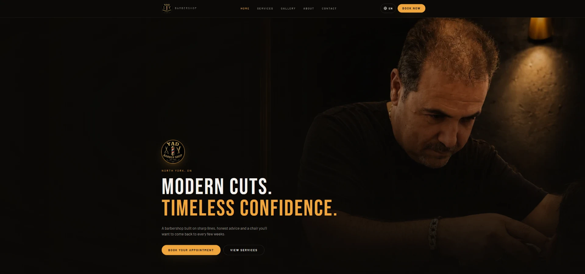 Yad Barbershop website homepage with appointment booking